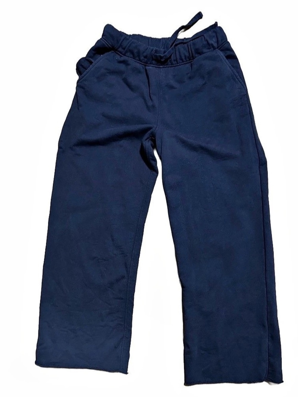 Quince 100% Organic French Terry Wide Leg Cropped Sweatpants Navy Blue XS